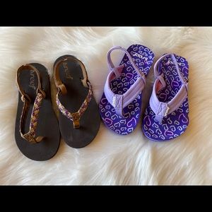 Sz 9/10 Reef sandals, heart, purple